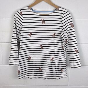 Joules striped French bull dog print jersey top